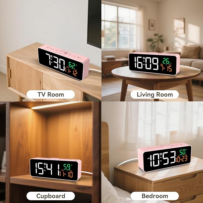 3-in-1 Digital Clocks for Living Room, Small & Compact Alarm Clock | Temperature - Image 6