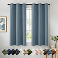 Short Stone Blue Blackout Kitchen Curtain W40 x L54 Inch 2 Panels | Thermal by Woaboy