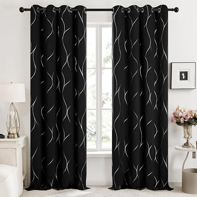 Deconovo Curtains for Living Room, Pattern Blackout Curtains 84 Inches Long | - Image 2