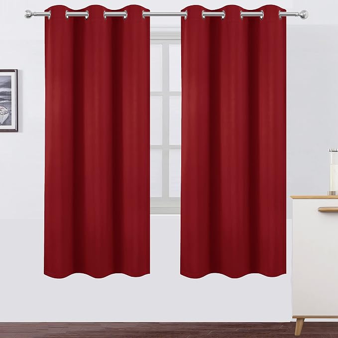 Red Blackout Curtains with Black Liner/40 x 72 Inch/Set of 2 Panels Room - Image 2