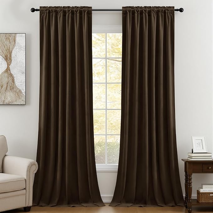 90 Inch Long Velvet Curtains for Bedroom Back Tab Drapes Room Darkening | - Image 9
