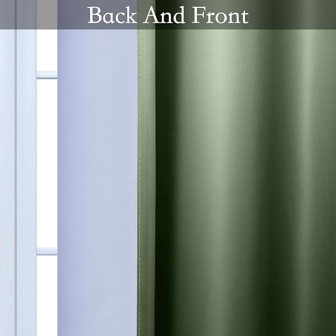 SimpleHome Ombre Gradient Sage Green White to Gray Curtains Bedroom 52Wx84L | - Image 4