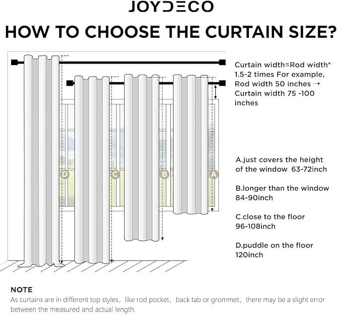 Joydeco Blackout Curtains 72 Inches Long 2 Panels Burg, Room Darkening Curtains - Image 9