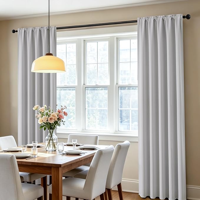 CUCRAF Grayish White Blackout Curtains 84 inch Length 2 Panels Set, Rod Pocket - Image 6