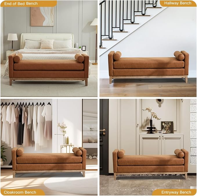 65.6" End of Bed Bench Vegan Leather - Image 6