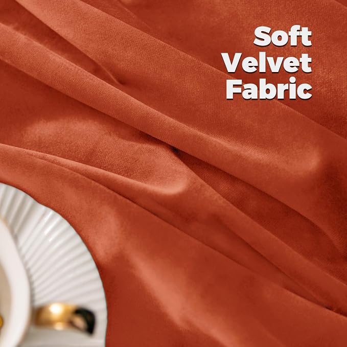 BGment Terracotta Velvet Curtains 72 Inch Length - Image 5