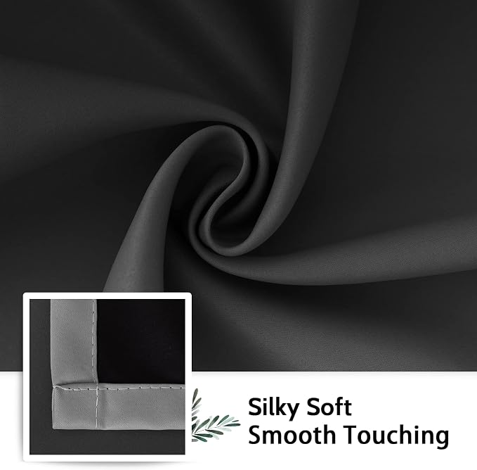 SimpleHome 100% Blackout Ombre Bedroom Curtains Black and Greyish White - Image 7