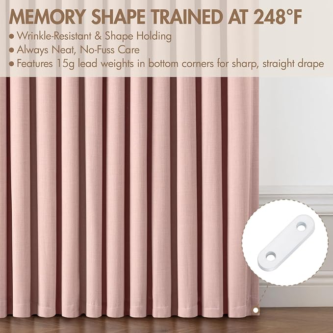 MIULEE Pinch Pleated 100% Blackout Curtains 40"x102" Light Pink 4 Panel Set | - Image 5