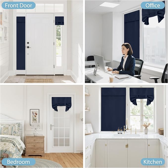 RYB HOME French Door Curtain 80 inch Long, Self Adhesive, - Image 9