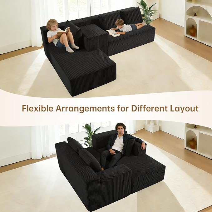 Nigoone 103" Sectional Couch for Living Room, Modular L Shaped Black Couches - Image 7