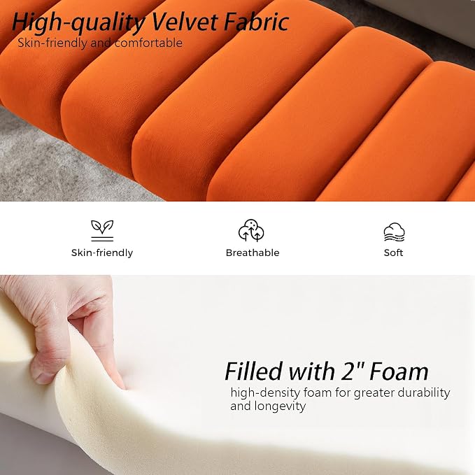 59" Velvet Bench for Bedroom King Size Bed Window End of Bed, Upholstered - Image 6