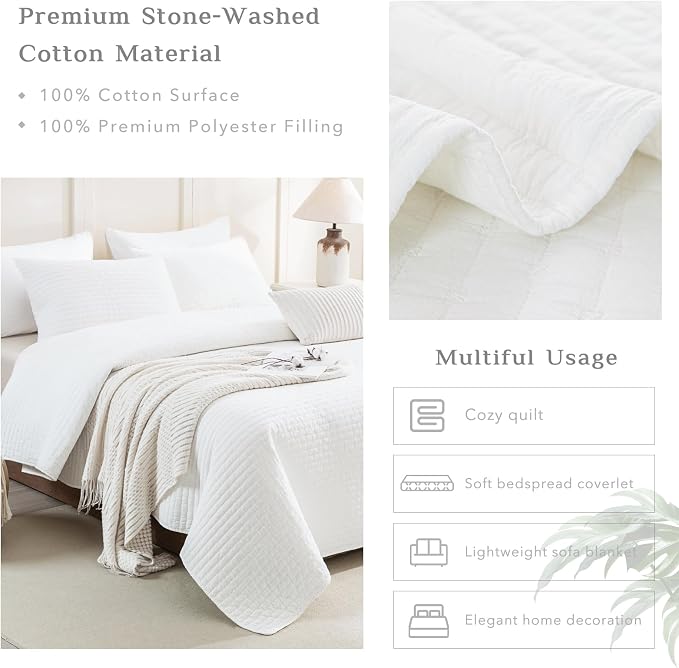 CozyTide Oversized Queen Quilt 102"x118", 3 Pieces Extra Large Modern Boho - Image 4