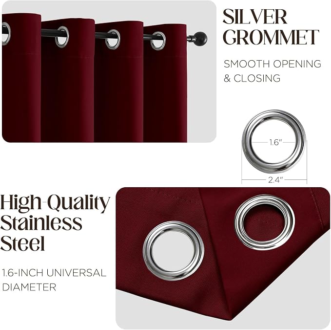 CUCRAF Burgundy Red Blackout Curtains 72 inch Length 2 Panels Set, Room - Image 2