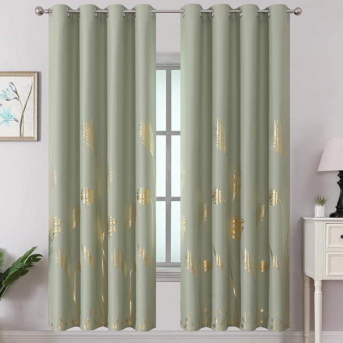 Sage Green Thermal Insulated Blackout Curtains 72 Inches Long by ESTELARTEXTILER