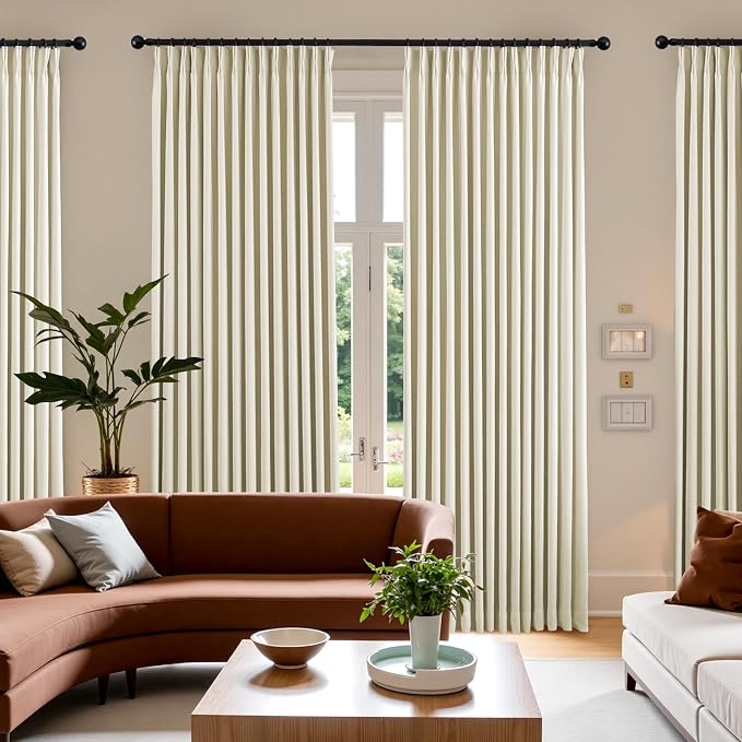 Pinch Pleated Linen Curtains 100% Blackout 108 Inches Long - Image 6