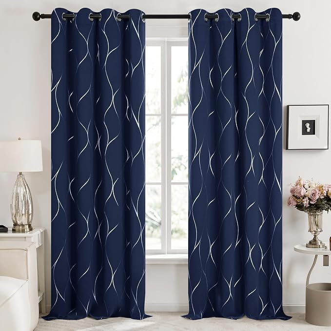 Deconovo Curtains for Living Room, Pattern Blackout Curtains 84 Inches Long | - Image 2