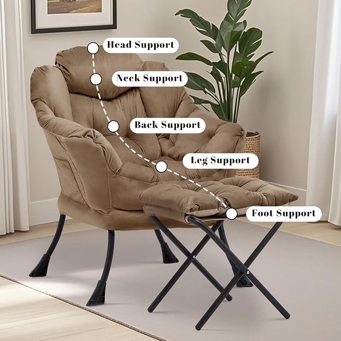 Lazy Chair with Ottoman, Comfy Reading Chair, Lounge Chair - Image 6