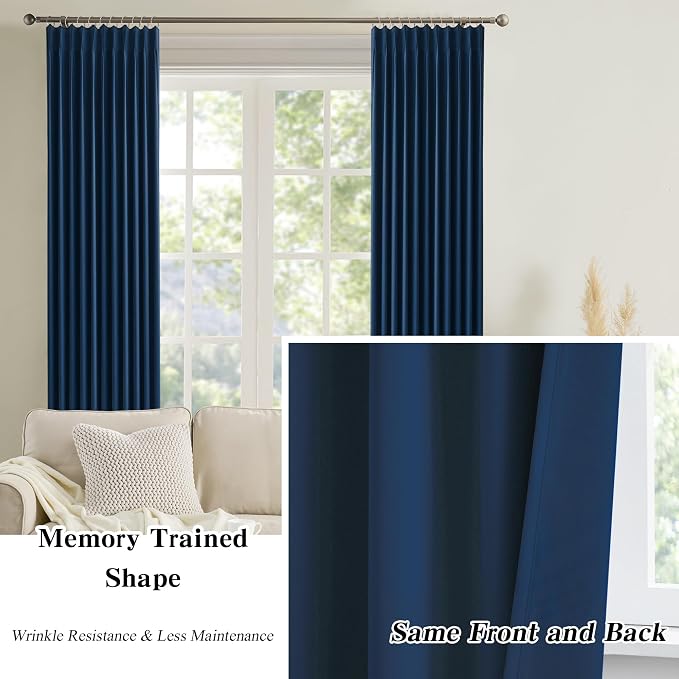 Pinch Pleated Curtains 156 Inches Long 2 Panels Set, Thermal Insulated Blackout - Image 6