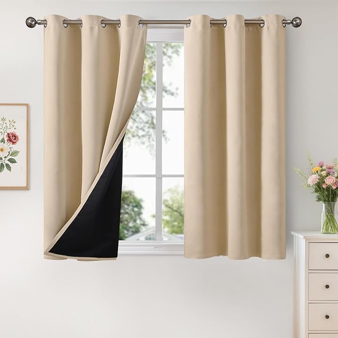 YoungsTex 100% Blackout Curtains 54 Inch Length 2 Panels, Room Darkening Drapes by YoungsTex