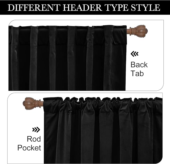 RYB HOME Velvet Curtains 108 inches Long, Extra Long High Ceiling Curtains | - Image 3