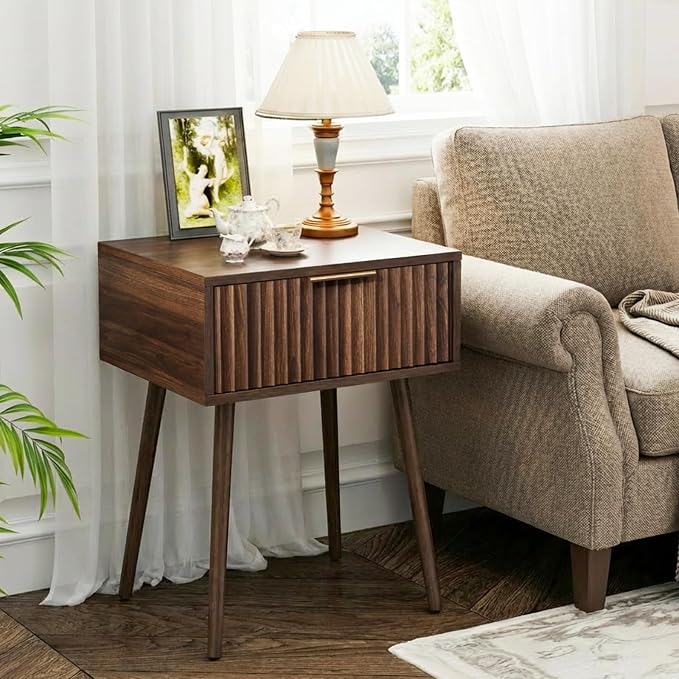 VINGLI Nightstands Set of 2, Fluted Night Stand - Image 3