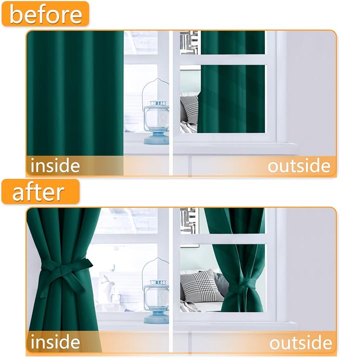 Blackout Curtains for Bedroom, 60 x 63 Inches Length, Hunter Green | Thermal - Image 4