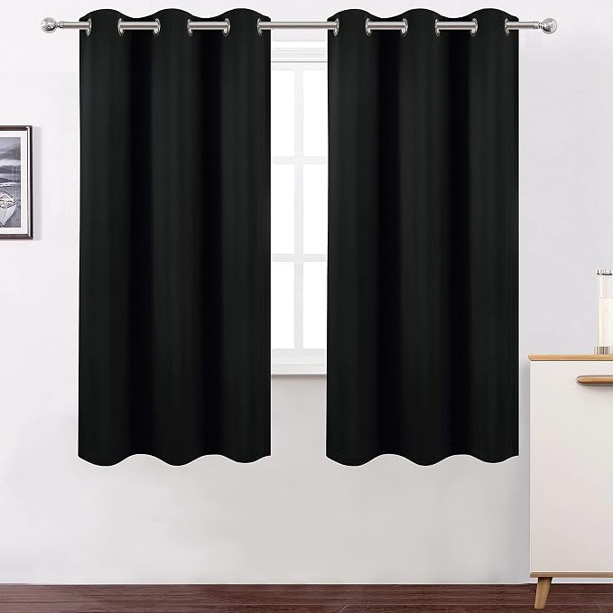 100% Blackout Curtains 40 x 63 Inch/Black Curtains 2 Panels - Image 2