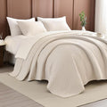 Lady Ann Oversized California King Size 120x120 Bedspread Set, Wheat Quilted by LadyAnn