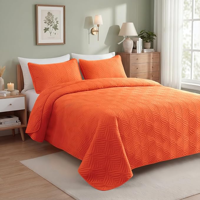 Whale Flotilla Soft Cal King Quilt Bedding Set, Lightweight Bedspreads | Burnt - Image 2