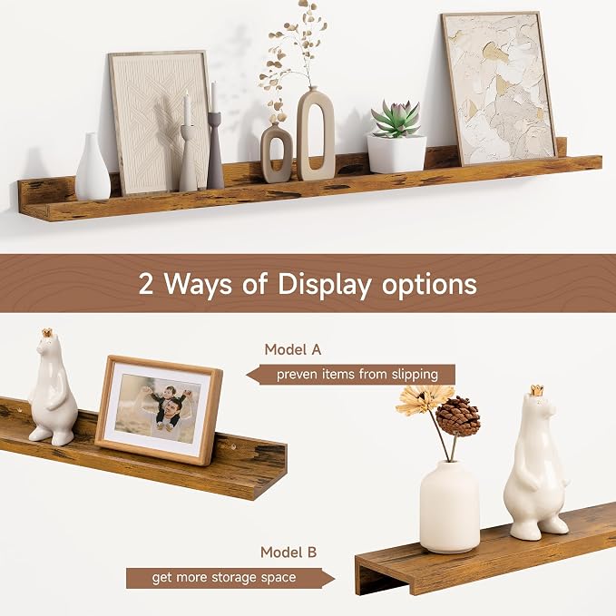 Fun Memories Picture Ledge Shelf, 32 Inch Floating Shelves Set of 2, Large - Image 6