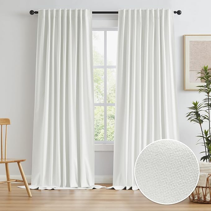 102 Inches Curtains Blackout Drapes Back Tab Hook Belt Country Farmhouse by KEQIAOSUOCAI