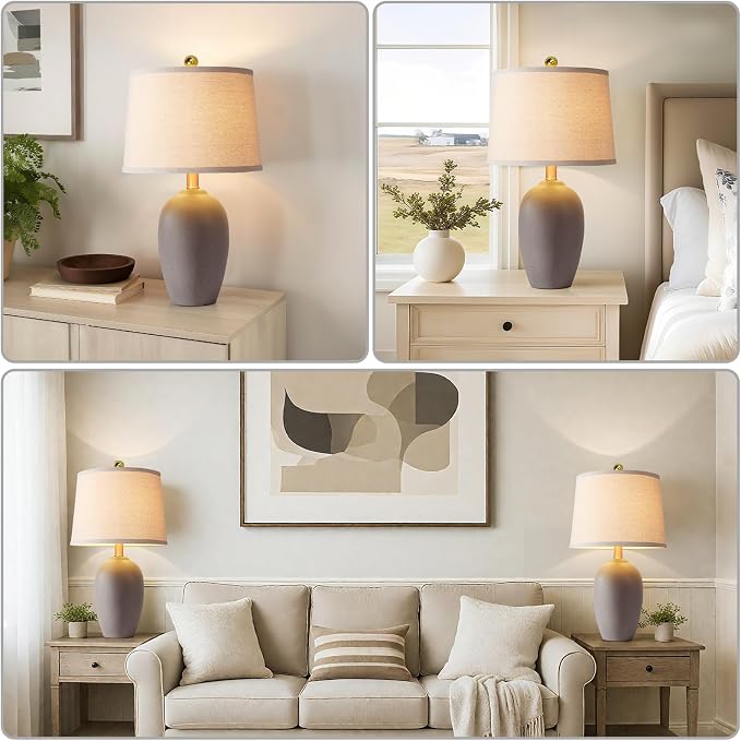 AIEAMPDO 21'' Set of 2 Farmhouse Ceramic Small Table Lamps - Image 5