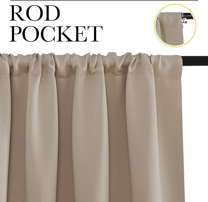 NICETOWN Blackout Curtains for Bedroom, 1 Pair, 62 by 63-inch, Window Treatment - Image 2