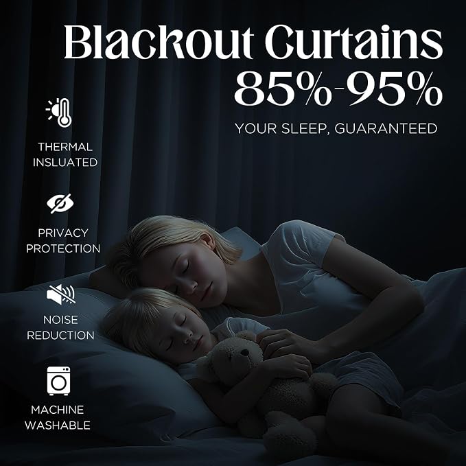 CUCRAF Blackout Curtains for Bedroom, Thermal Insulated Room Darkening Grommet - Image 4