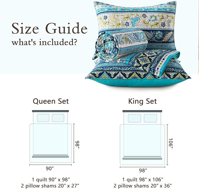 VAPUTAR 100% Cotton Face Quilt Queen Size, Exquisite Quilt Bedding Set | Soft - Image 7