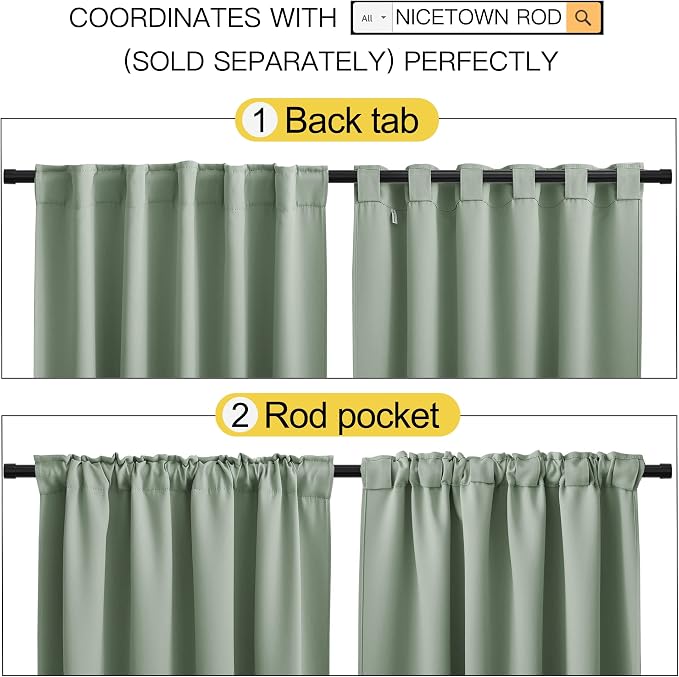 NICETOWN Window Treatment Curtains Room Darkening Draperies - Image 3