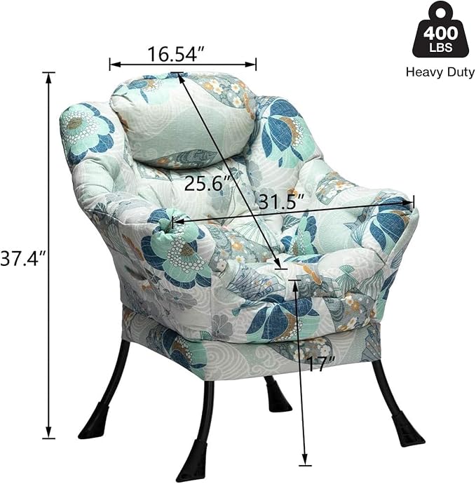 HollyHOME Lazy Chair with Armrest and Side Pocket, Comfy Accent Lounge Chair - Image 3