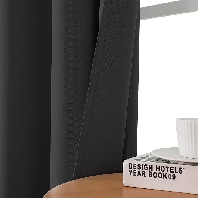 CUCRAF Dark Grey Blackout Curtains 108 inch Length 2 Panels Set, Room Darkening - Image 7