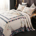 ROOMLIFE Quilt Set Full Floral Leaves 3D Embroidery Pattern 3-Piece Cotton | by ROOMLIFE