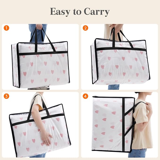 Lifewit 4 Pack Clear Clothes Storage Bags, 75L Plastic Blanket Storage Bag - Image 6