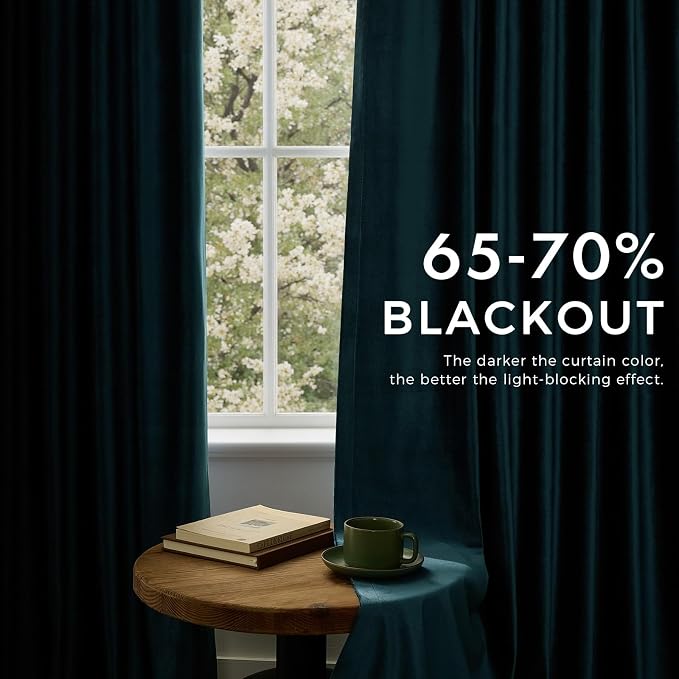 Luxury Peacock Blue Velvet Curtains 108 inches - Image 4