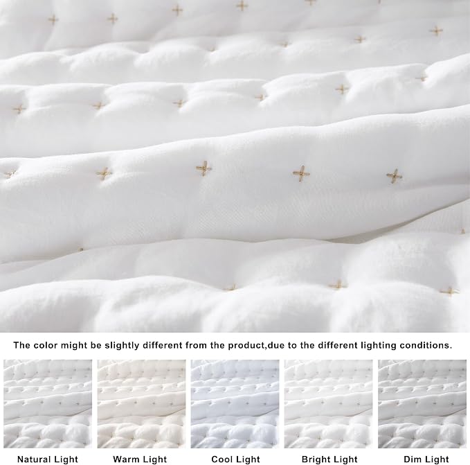 WDCOZY White Twin Size Quilt Bedding Sets - Image 2