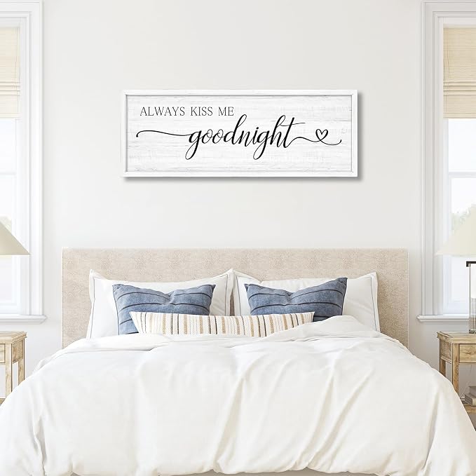 Always Kiss Me Goodnight Wall Sign Above Bed 41.3''×15'' Large Farmhouse Wall - Image 5