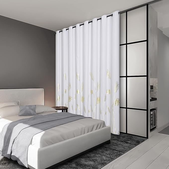 Greyish White Curtain for Dining Room 100W x 96L Inch Long Elegant Natural Palm - Image 2