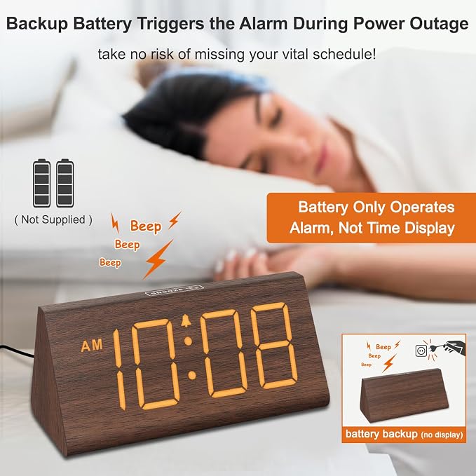 DreamSky Wooden Digital Alarm Clock - Image 3