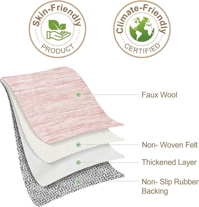 Nakagishi Boho 10x14 Area Rug Living Room Rugs Machine Washable Pink | Soft - Image 9