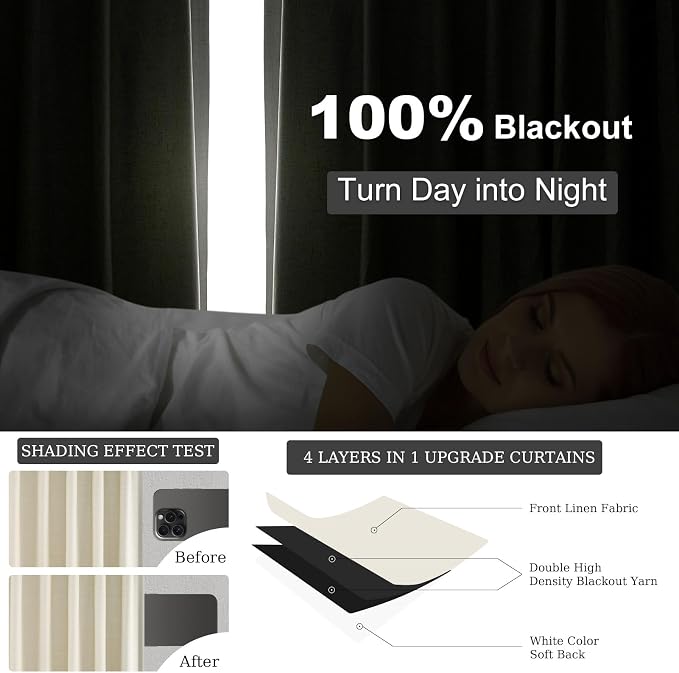 Topfinel Cream Ivory Blackout Curtains & Drapes 84 Inch Length - Image 6