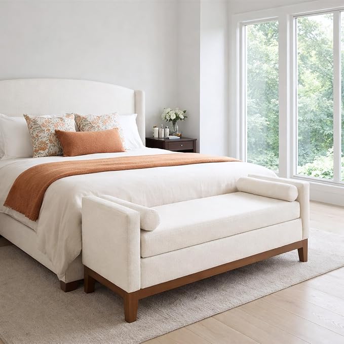 51" Full Size End of Bed Bench for Bedroom Living Room by Aortzio