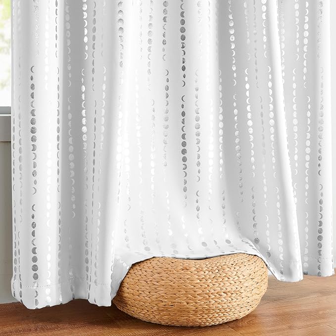 jinchan Boho Blackout Curtains 108 Inches Long Moon Phase Printed Drapes | - Image 7