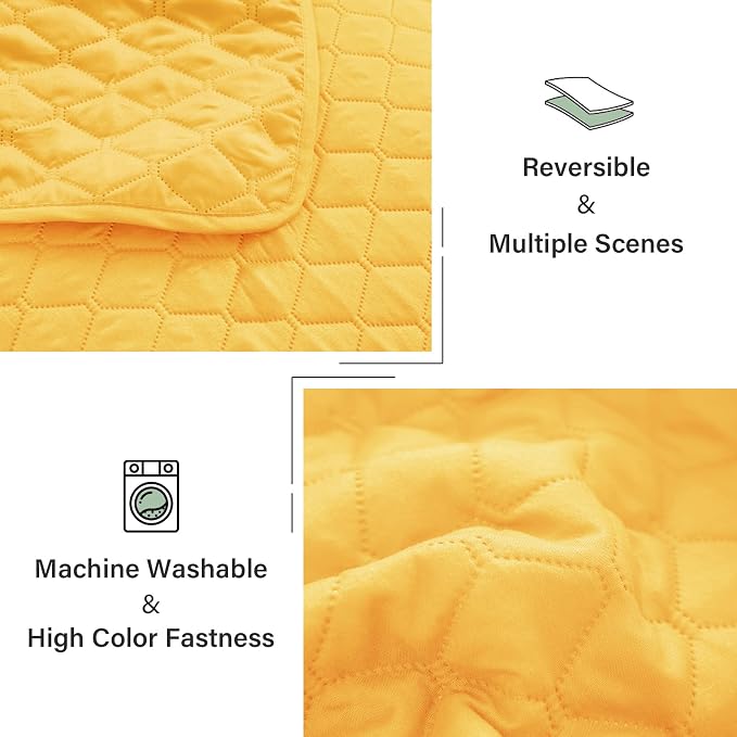 Exclusivo Mezcla Reversible Twin Quilt Bedding Set, Bright Yellow | Lightweight - Image 6